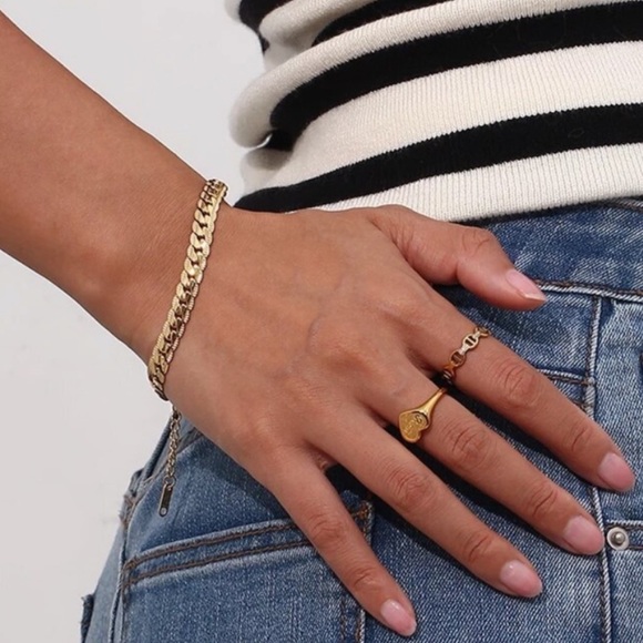 NEW 18K GOLD FLAT CHAIN BRACELET, NICE BRACELET, CUTE BRACELET - Picture 5 of 6